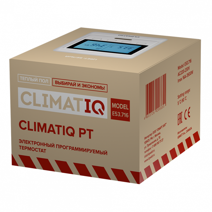 Терморегулятор с ЖК-дисплеем CLIMATIQ PT (ivory)